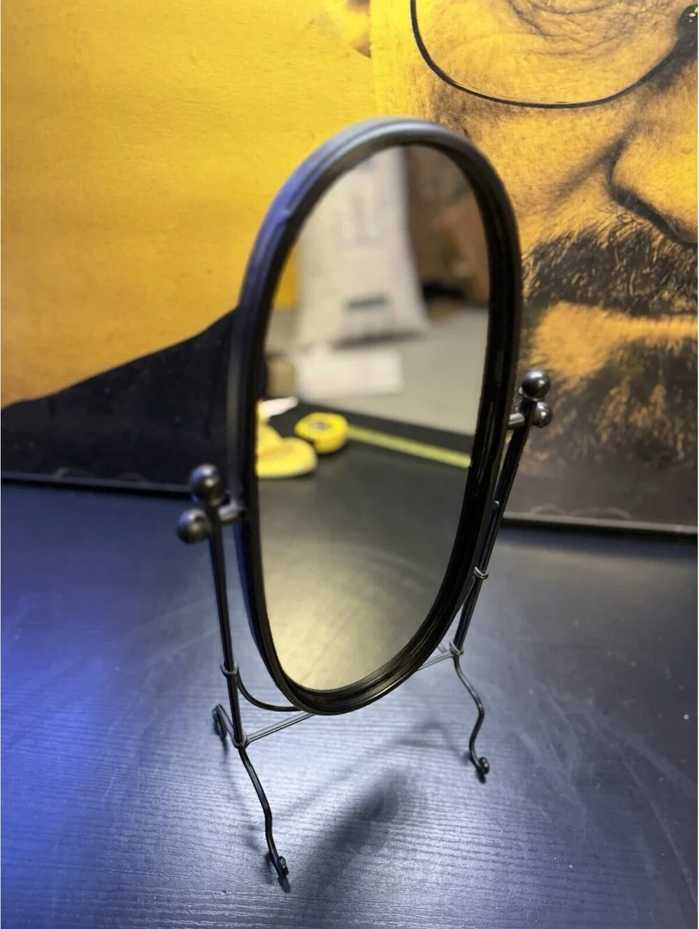 Hobby Lobby Black Oval Tabletop Vanity Mirror Adjustable Swivel 18in